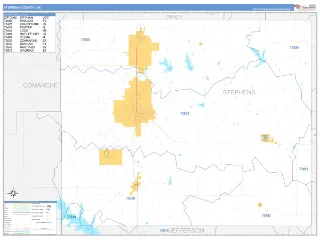 Stephens County, OK Business Reference style ZIP Code wall map