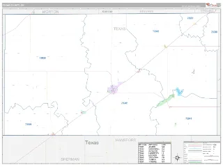 Texas County, OK Classic style ZIP Code wall map