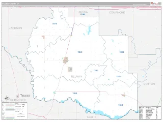Tillman County, OK Classic style ZIP Code wall map