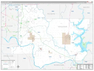 Wagoner County, OK Classic style ZIP Code wall map