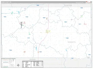 Washita County, OK Classic style ZIP Code wall map