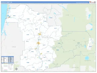 Douglas County, OR Business Reference style ZIP Code wall map