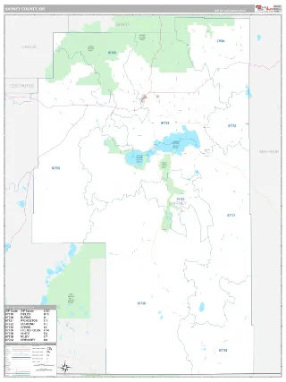 Harney County, OR Classic style ZIP Code wall map