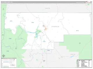 Jefferson County, OR Classic style ZIP Code wall map