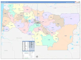 Lane County, OR ColorCast style ZIP Code wall map
