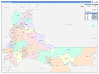 Marion County, OR ColorCast style ZIP Code wall map