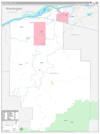 Morrow County, OR Classic style ZIP Code wall map