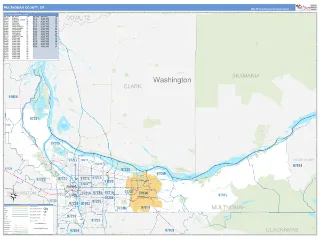 Multnomah County, OR Business Reference style ZIP Code wall map