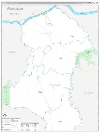 Sherman County, OR Classic style ZIP Code wall map