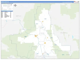 Union County, OR Business Reference style ZIP Code wall map