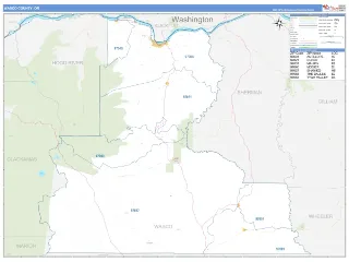 Wasco County, OR Business Reference style ZIP Code wall map