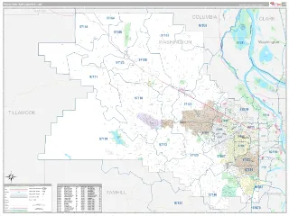 Washington County, OR Classic style ZIP Code wall map