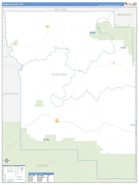 Wheeler County, OR map