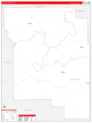 Wheeler County, OR RedLine style ZIP Code wall map