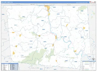 Bradford County, PA Business Reference style ZIP Code wall map