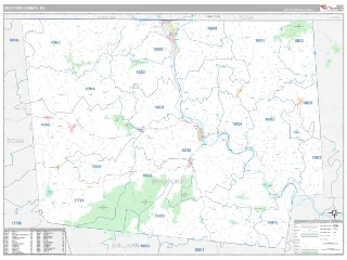 Bradford County, PA Classic style ZIP Code wall map