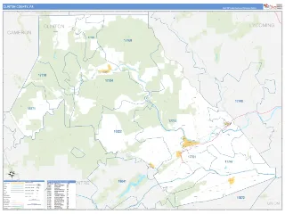 Clinton County, PA Business Reference style ZIP Code wall map