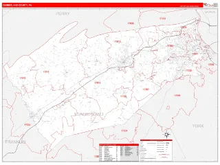Cumberland County, PA RedLine style ZIP Code wall map