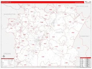Fayette County, PA RedLine style ZIP Code wall map