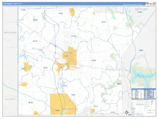 Lawrence County, PA Business Reference style ZIP Code wall map