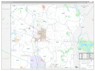 Lawrence County, PA Classic style ZIP Code wall map
