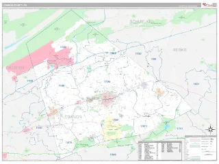 Lebanon County, PA Classic style ZIP Code wall map