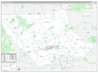 Lycoming County, PA Classic style ZIP Code wall map