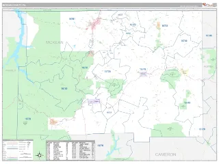 McKean County, PA Classic style ZIP Code wall map