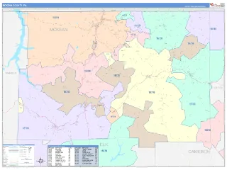 McKean County, PA ColorCast style ZIP Code wall map