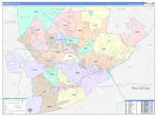 Monroe County, PA ColorCast style ZIP Code wall map