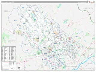 Montgomery County, PA Classic style ZIP Code wall map
