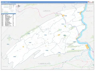 Perry County, PA Business Reference style ZIP Code wall map