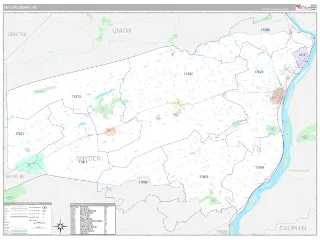 Snyder County, PA Classic style ZIP Code wall map