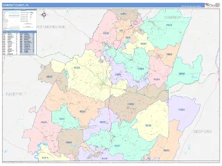 Somerset County, PA ColorCast style ZIP Code wall map