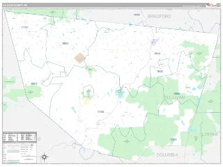 Sullivan County, PA Classic style ZIP Code wall map