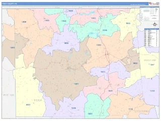 Tioga County, PA ColorCast style ZIP Code wall map