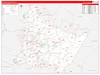 Westmoreland County, PA RedLine style ZIP Code wall map