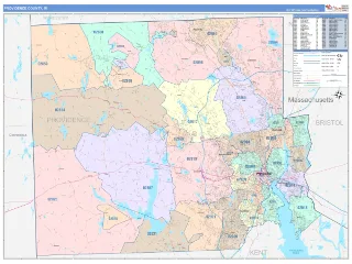 Providence County, RI ColorCast style ZIP Code wall map