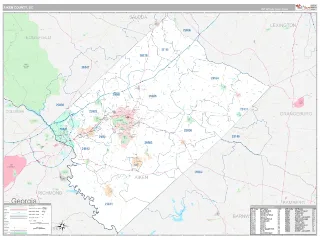 Aiken County, SC Classic style ZIP Code wall map