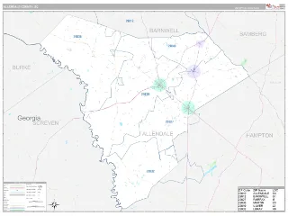 Allendale County, SC Classic style ZIP Code wall map