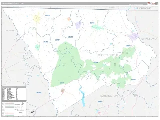 Chesterfield County, SC Classic style ZIP Code wall map