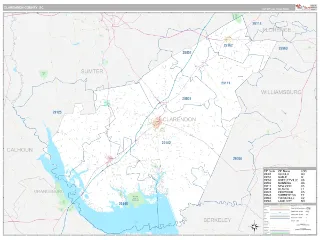 Clarendon County, SC Classic style ZIP Code wall map