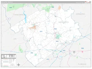 Darlington County, SC Classic style ZIP Code wall map