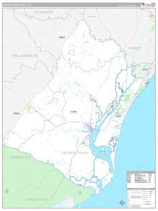 Georgetown County, SC Classic style ZIP Code wall map