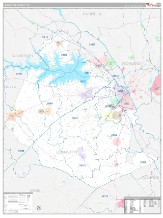 Lexington County, SC Classic style ZIP Code wall map