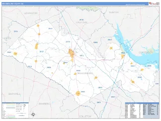 Orangeburg County, SC Business Reference style ZIP Code wall map