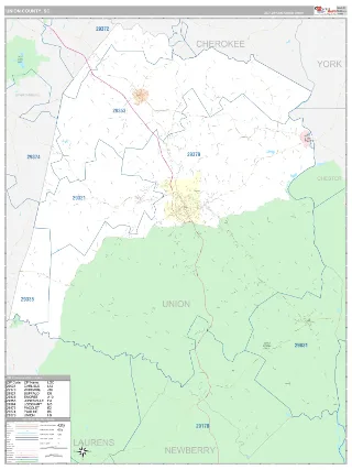Union County, SC Classic style ZIP Code wall map