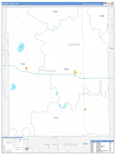Aurora County, SD map