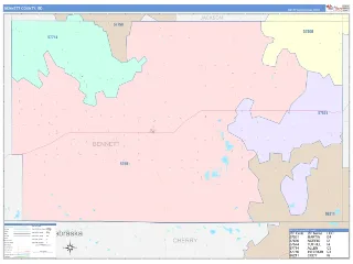 Bennett County, SD ColorCast style ZIP Code wall map