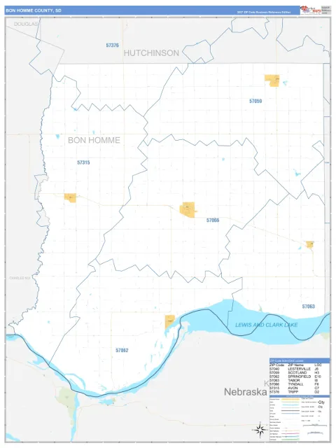 Bon Homme County, SD map